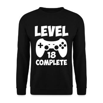 18e anniversaire Niveau 18 terminé Gamer Gaming - Sweat-shirt Unisexe - noir - Devant - Alina (178cm) & Michal (187cm)