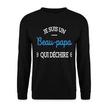 JE SUIS UN BEAU PAPA QUI DÉCHIRE CADEAU - Sweat-shirt Unisexe - noir - Devant - Alina (178cm) & Michal (187cm)