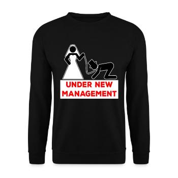 Unter new Management JGA Hochzeit Bachelor Party - Unisex Pullover - Schwarz - Vorne - Alina (178cm) & Michal (187cm)