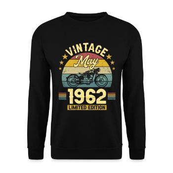 Vintage 60 Jahre Mai 1962 60. Jahrestag - Unisex Pullover - Schwarz - Vorne - Alina (178cm) & Michal (187cm)