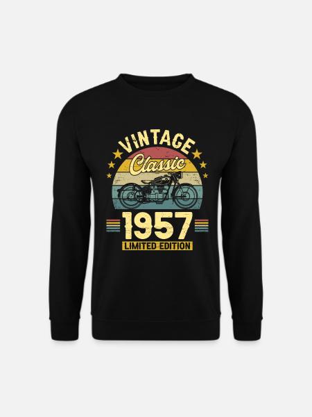 66e Anniversaire 1957 Motard 66 Ans Anniversaire - Sweat-shirt Unisexe - noir