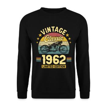 61st Birthday 1962 Biker 61 Years Anniversary - Unisex Sweatshirt - black - Front - Alina (178cm) & Michal (187cm)