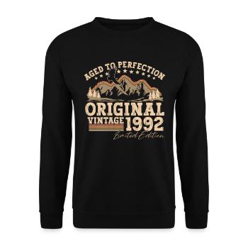 Jahrgang 1992 geboren Vintage Geburtstag Geschenk - Unisex Pullover - Schwarz - Vorne - Alina (178cm) & Michal (187cm)