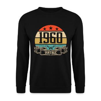 1960 Vintage Geburtstag Retro Classic - Unisex Pullover - Schwarz - Vorne - Alina (178cm) & Michal (187cm)