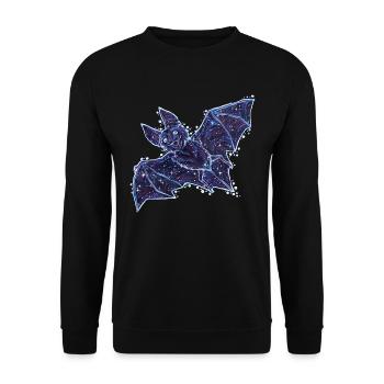 Mystische Fledermaus aus Sternen Sternzeichen - Unisex Pullover - Schwarz - Vorne - Alina (178cm) & Michal (187cm)