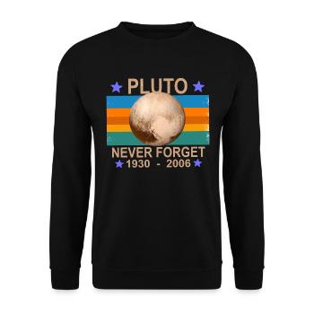 VINTAGE Never Forget PLUTO - Retro Astronomy Space - Unisex Sweatshirt - black - Front - Alina (178cm) & Michal (187cm)