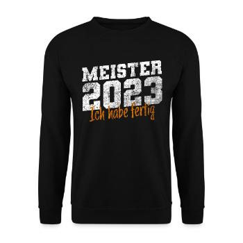 Meister 2023 Meisterprüfung Meisterbrief - Unisex Pullover - Schwarz - Vorne - Alina (178cm) & Michal (187cm)