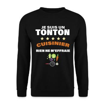 Tonton Cuisine Citation Humour Drôle Oncle - Sweat-shirt Unisexe - noir - Devant - Alina (178cm) & Michal (187cm)