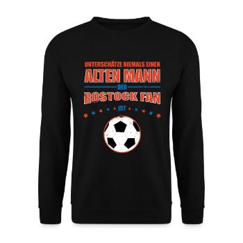 Alter Mann - Rostock Fußball Fan | Retro Vintage - Unisex Pullover - Schwarz - Vorne - Alina (178cm) & Michal (187cm)