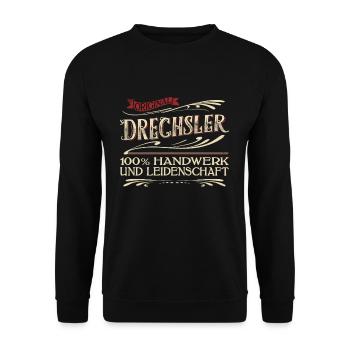 Retro Design Beruf Drechsler Meister Handwerk - Unisex Pullover - Schwarz - Vorne - Alina (178cm) & Michal (187cm)