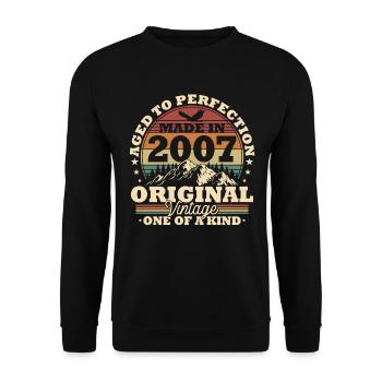 Cadeau d’anniversaire vintage original 2007 - Sweat-shirt Unisexe - noir - Devant - Alina (178cm) & Michal (187cm)