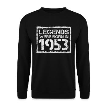 Legenden wurden 1953 geboren - Unisex Pullover - Schwarz - Vorne - Alina (178cm) & Michal (187cm)