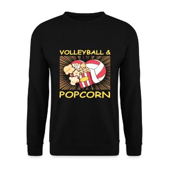 Volleyball & Popcorn Girls Mom Gift Idea - Unisex Pullover - Schwarz - Vorne - Alina (178cm) & Michal (187cm)