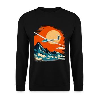Segelfliegen Segelflugzeug Thermik Retro Vintage - Unisex Pullover - Schwarz - Vorne - Alina (178cm) & Michal (187cm)