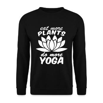 Cute Eat More Plants Do More Yoga - Unisex Sweatshirt - black - Front - Alina (178cm) & Michal (187cm)