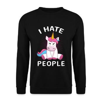 Licorne je déteste les gens cadeau de Licorne - Sweat-shirt Unisexe - noir - Devant - Alina (178cm) & Michal (187cm)