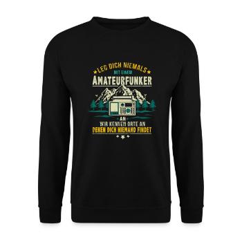 Amateurfunker - Nicht mit mir anlegen - Unisex Pullover - Schwarz - Vorne - Alina (178cm) & Michal (187cm)