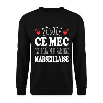 Mec Avec Marseillaise Cadeau Couple Saint Valentin - Sweat-shirt Unisexe - noir - Devant - Alina (178cm) & Michal (187cm)