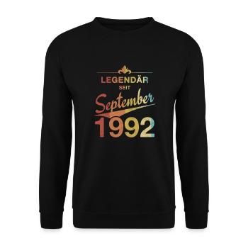 Legendär 30. Geburtstag September 1992 Jahrgang 92 - Unisex Pullover - Schwarz - Vorne - Alina (178cm) & Michal (187cm)