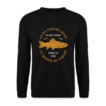 Das ist mein Glücks Shirt Angler Fischerspruch - Unisex Pullover - Schwarz - Vorne - Alina (178cm) & Michal (187cm)