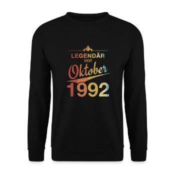 Legendär 30. Geburtstag Oktober 1992 Jahrgang 92 - Unisex Pullover - Schwarz - Vorne - Alina (178cm) & Michal (187cm)