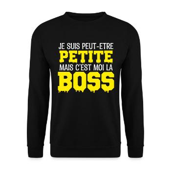 je suis peut-être petite mais c est moi le Boss - Sweat-shirt Unisexe - noir - Devant - Alina (178cm) & Michal (187cm)