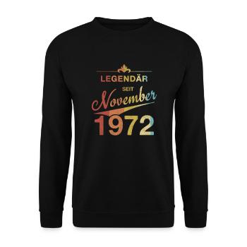 Legendär 50. Geburtstag November 1972 Jahrgang 72 - Unisex Pullover - Schwarz - Vorne - Alina (178cm) & Michal (187cm)