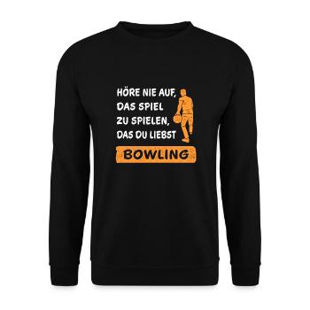 Never Stop Playing the Game Bowling Gift - Unisex Sweatshirt - black - Front - Alina (178cm) & Michal (187cm)