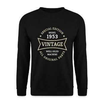 Vintage 70. Geburtstag Jahrgang 1953 Geschenkidee - Unisex Pullover - Schwarz - Vorne - Alina (178cm) & Michal (187cm)