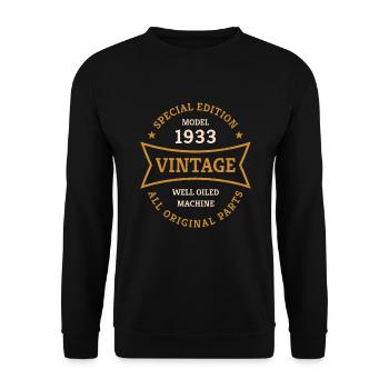 Vintage 90. Geburtstag Jahrgang 1933 Geschenkidee - Unisex Pullover - Schwarz - Vorne - Alina (178cm) & Michal (187cm)