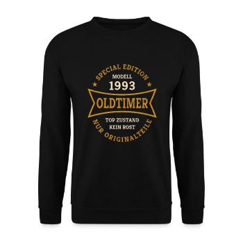 Oldtimer 30. Geburtstag Jahrgang 1993 Geschenkidee - Unisex Pullover - Schwarz - Vorne - Alina (178cm) & Michal (187cm)