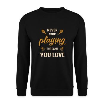 N’arrêtez jamais de jouer au jeu Badminton en disant - Sweat-shirt Unisexe - noir - Devant - Alina (178cm) & Michal (187cm)