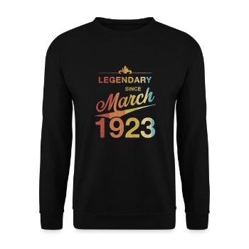 100. Geburtstag Legendär März 1923 Jahrgang 23 - Unisex Pullover - Schwarz - Vorne - Alina (178cm) & Michal (187cm)