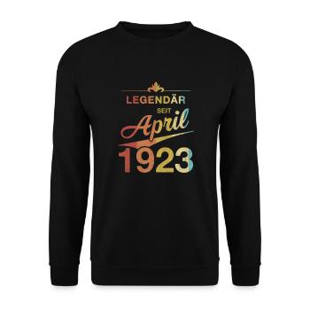 100. Geburtstag Legendär April 1923 Jahrgang 23 - Unisex Pullover - Schwarz - Vorne - Alina (178cm) & Michal (187cm)