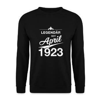 100. Geburtstag Legendär April 1923 Jahrgang 23 - Unisex Pullover - Schwarz - Vorne - Alina (178cm) & Michal (187cm)