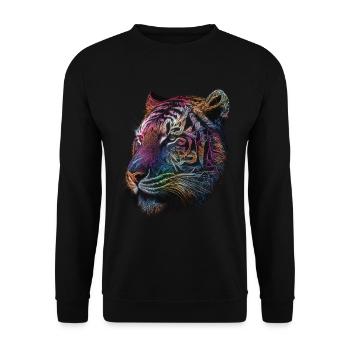 Tiger Raubkatze Tiere Geschenk Kunst Tiermotiv - Unisex Pullover - Schwarz - Vorne - Alina (178cm) & Michal (187cm)