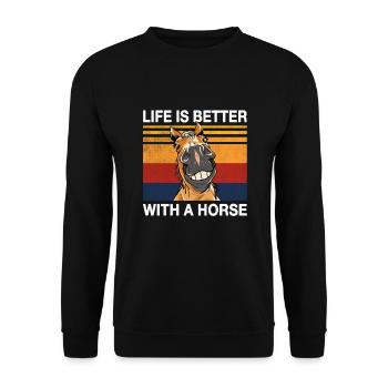 Life is better with horse rider design - Unisex Sweatshirt - black - Front - Alina (178cm) & Michal (187cm)