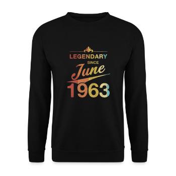 60e anniversaire Légendaire Juin 1963 Année 63 - Sweat-shirt Unisexe - noir - Devant - Alina (178cm) & Michal (187cm)