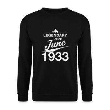 90e anniversaire Légendaire Juin 1933 Année 33 - Sweat-shirt Unisexe - noir - Devant - Alina (178cm) & Michal (187cm)