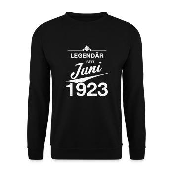 100. Geburtstag Legendär Juni 1923 Jahrgang 23 - Unisex Pullover - Schwarz - Vorne - Alina (178cm) & Michal (187cm)