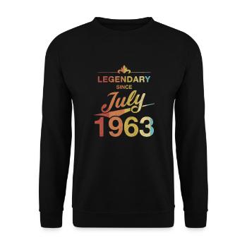 60e anniversaire Légendaire Juillet 1963 Année 63 - Sweat-shirt Unisexe - noir - Devant - Alina (178cm) & Michal (187cm)