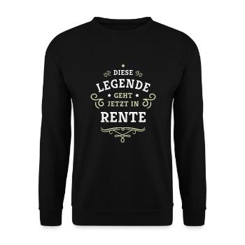 Diese Legende geht jetzt in Rente Geschenk Rentner - Unisex Pullover - Schwarz - Vorne - Alina (178cm) & Michal (187cm)