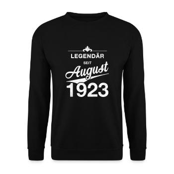 100. Geburtstag Legendär August 1923 Jahrgang 23 - Unisex Pullover - Schwarz - Vorne - Alina (178cm) & Michal (187cm)