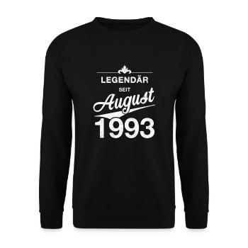 30. Geburtstag Legendär August 1993 Jahrgang 93 - Unisex Pullover - Schwarz - Vorne - Alina (178cm) & Michal (187cm)