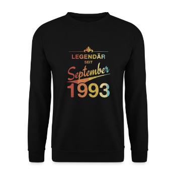 30. Geburtstag Legendär September 1993 Jahrgang 93 - Unisex Pullover - Schwarz - Vorne - Alina (178cm) & Michal (187cm)