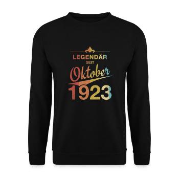 100 Birthday Legendary October 1923 Volume 23 - Unisex Sweatshirt - black - Front - Alina (178cm) & Michal (187cm)