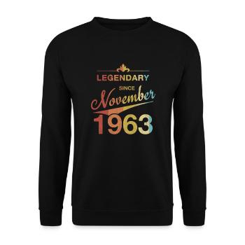 60e anniversaire Légendaire Novembre 1963 Année 63 - Sweat-shirt Unisexe - noir - Devant - Alina (178cm) & Michal (187cm)