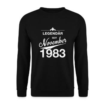 40. Geburtstag Legendär November 1983 Jahrgang 83 - Unisex Pullover - Schwarz - Vorne - Alina (178cm) & Michal (187cm)