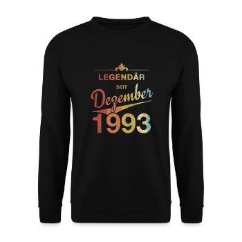 30th Birthday Legendary December 1993 Volume 93 - Unisex Sweatshirt - black - Front - Alina (178cm) & Michal (187cm)
