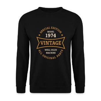 50. Geburtstag Jahrgang 1974 Vintage 50 Jahre - Unisex Pullover - Schwarz - Vorne - Alina (178cm) & Michal (187cm)